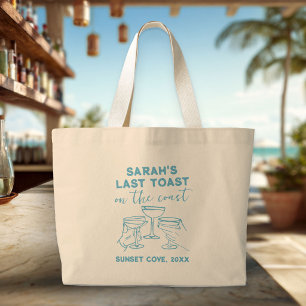 Custom Bachelorette Last Toast on The Coast Party Large Tote Bag