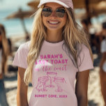 Custom Bachelorette Last Toast on The Coast Party T-Shirt<br><div class="desc">Get beachy vibes with our 'Last Toast on the Coast' custom T-shirt! Perfect for coastal bachelorette parties,  this personalized design makes celebrating the bride-to-be stylish and fun. #BachelorettePartyVibes</div>