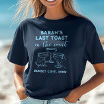 Custom Bachelorette Last Toast on The Coast Party T-Shirt<br><div class="desc">Get beachy vibes with our 'Last Toast on the Coast' custom T-shirt! Perfect for coastal bachelorette parties,  this personalized design makes celebrating the bride-to-be stylish and fun. #BachelorettePartyVibes</div>