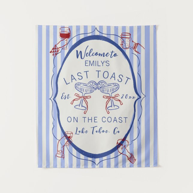 Custom Bachelorette | Last Toast on the Coast Tapestry (Front)