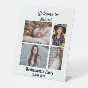 Custom Bachelorette party 4 photo collage  Pedestal Sign