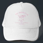 Custom Bachelorette Party Cocktail Club Pink Trucker Hat<br><div class="desc">Get the party started with this fun and stylish Custom Bachelorette Party Cocktail Social Club Trucker Hat! Perfect for bachelorette weekends, bridal showers, or girls' night out, this hat adds a personalized touch to your celebration. Featuring a chic cocktail-themed design, you can customize the pink text to include the bride's...</div>