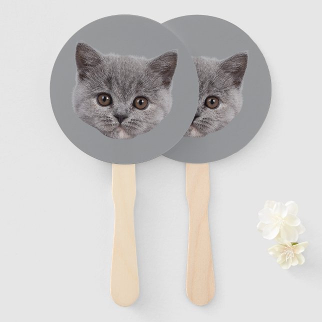 Custom Bachelorette Party Face Cat Cutout Birthday Hand Fan (Front and Back)