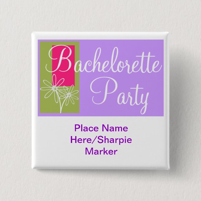 Custom Bachelorette Party Square Pin (Front)