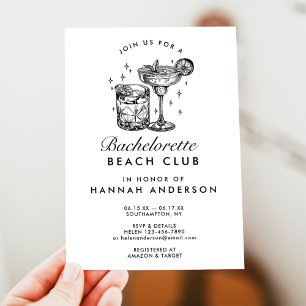 Custom Bachelorette Retro Cocktail Black Weekend Invitation