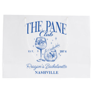 Custom Bachelorette Retro Cocktail Blue Large Gift Bag