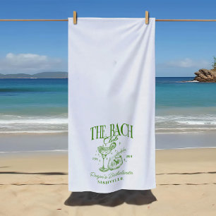 Custom Bachelorette Retro Cocktail Green Beach Towel