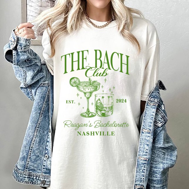 Custom Bachelorette Retro Cocktail Green T-Shirt (Creator Uploaded)