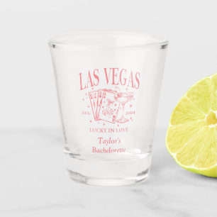 Custom Bachelorette Retro Cocktail Pink Shot Glass