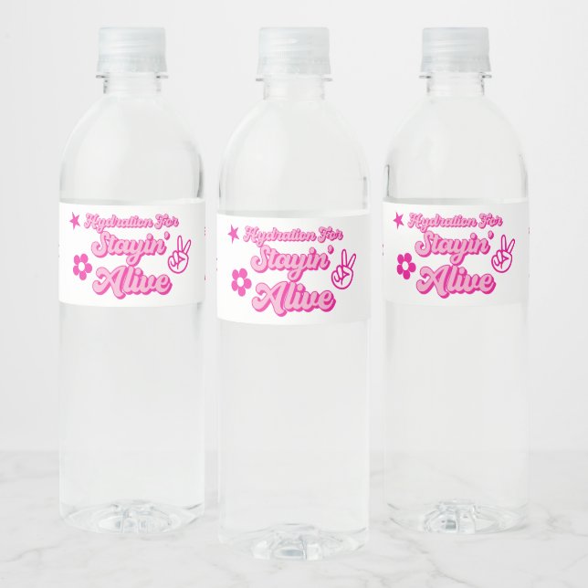 Custom Bachelorette Stayin' Alive Water Bottle Label (Bottles)