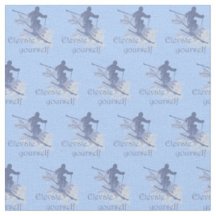 Custom Back Colour Elevate Yourself Ski Quote Blue Fabric