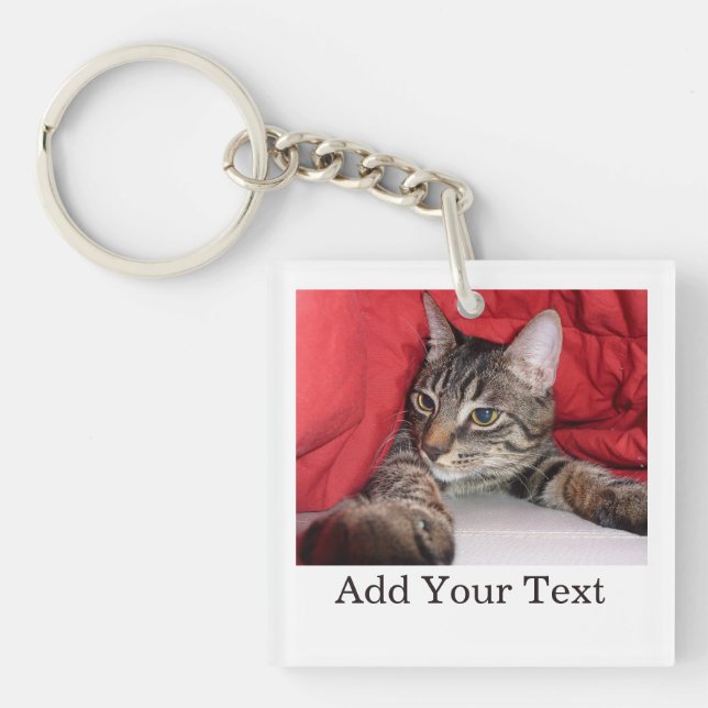 Custom Back Photo And Optional Text Personalized Keychain (Front)