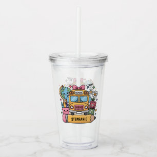 Custom Back-to-School Bus - Personalize Acrylic Tumbler