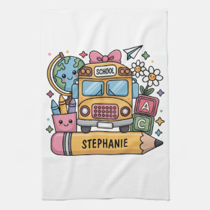 Custom Back-to-School Bus - Personalize Kitchen Towel