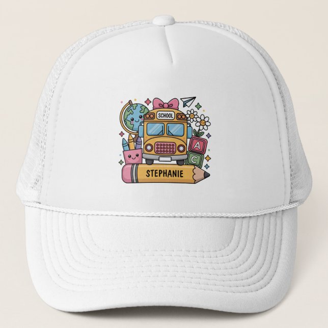 Custom Back-to-School Bus - Personalize Trucker Hat (Front)