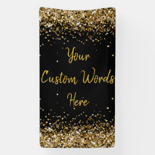 Custom Backdrop Birthday Party Photo Black & Gold Banner