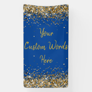 Custom Backdrop Birthday Party Photo Blue and Gold Banner