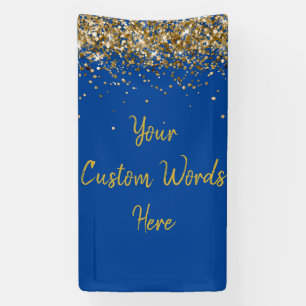 Custom Backdrop Birthday Party Photo Blue & Gold Banner