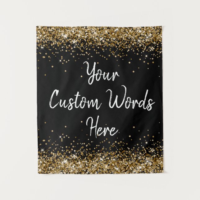 Custom Backdrop Birthday Party Photo Booth Black  Tapestry (Front)