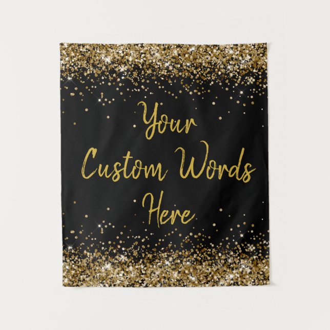 Custom Backdrop Birthday Party Photo Booth Gold Tapestry (Front)