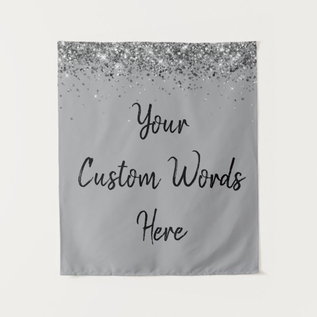 Custom Backdrop Birthday Party Photo Booth Grey Tapestry (Front)