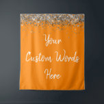 Custom Backdrop Birthday Party Photo Booth Orange Tapestry<br><div class="desc">custom backdrop for photo booth,  hen weekend wedding photobooth sparkly,  sweet 16 quinceanera 40th 50th,  sparkle birthday party personalized 30th,  fifteen 15th sweet sixteen 16th,  twenty-fifth 25th twenty first prop,  orange white silver baby shower,  daughter girl wife twinkle glitter,  granddaughter son boy 5th fifth,  anniversary bridal 20th 10th 80th</div>