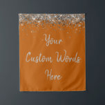 Custom Backdrop Birthday Party Photo Booth Orange Tapestry<br><div class="desc">custom backdrop for photo booth,  hen weekend wedding photobooth sparkly,  sweet 16 quinceanera 40th 50th,  sparkle birthday party personalized 30th,  fifteen 15th sweet sixteen 16th,  twenty-fifth 25th twenty first prop,  burnt orange silver baby shower,  daughter girl wife twinkle glitter,  granddaughter son boy 5th fifth,  anniversary bridal 20th 10th 80th</div>