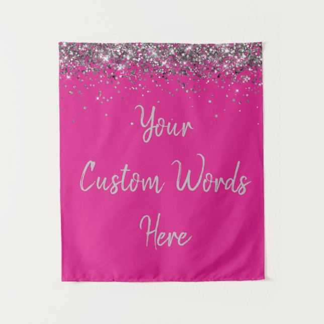 Custom Backdrop Birthday Party Photo Booth Pink Tapestry (Front)