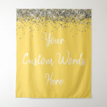 Custom Backdrop Birthday Party Photo Booth Yellow Tapestry<br><div class="desc">custom backdrop for photo booth,  hen weekend wedding photobooth sparkly,  sweet 16 quinceanera 40th 50th,  sparkle birthday party personalized 30th,  fifteen 15th sweet sixteen 16th,  twenty-fifth 25th twenty first prop,  mustard yellow silver baby shower,  daughter girl wife twinkle glitter,  granddaughter son boy 5th fifth,  anniversary bridal 20th 10th 80th</div>