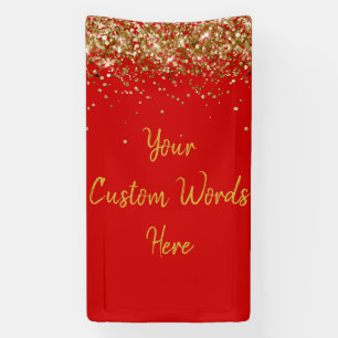 Custom Backdrop Birthday Party Photo Prop Red Gold Banner