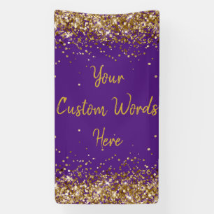Custom Backdrop Birthday Party Photo Purple & Gold Banner