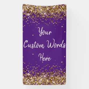 Custom Backdrop Birthday Party Photo Purple & Gold Banner