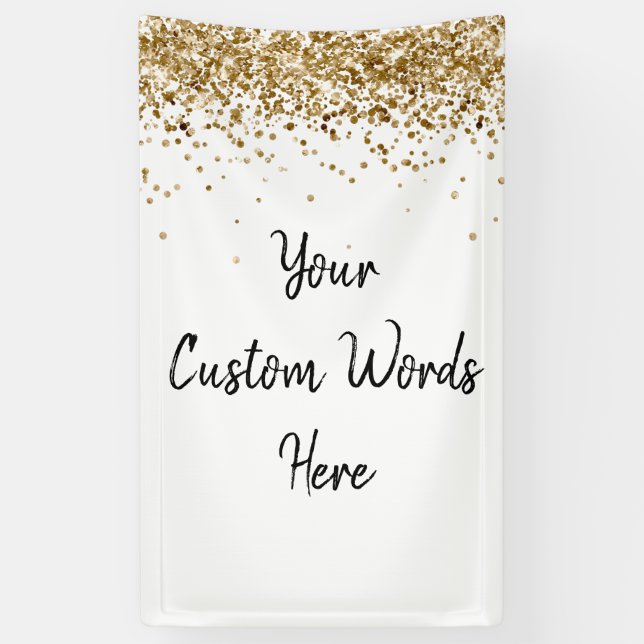 Custom Backdrop Birthday Party Photo White & Black Banner (Vertical)