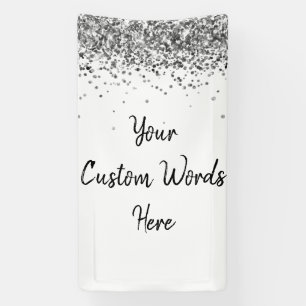 Custom Backdrop Birthday Party Photo White Silver Banner