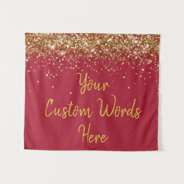 Custom Backdrop Birthday Photo Booth Burgundy Prop Tapestry (Front (Horizontal))