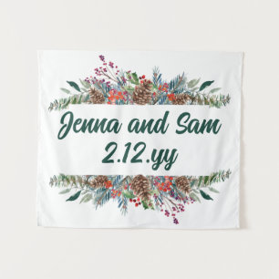 Custom Backdrop Classic Winter Wedding Photo Booth Tapestry