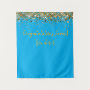 Custom Backdrop Graduation Party Photo Booth Gold Tapestry