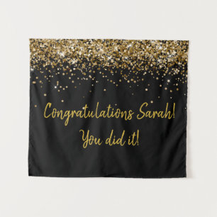 Custom Backdrop Graduation Party Photo Booth Gold Tapestry