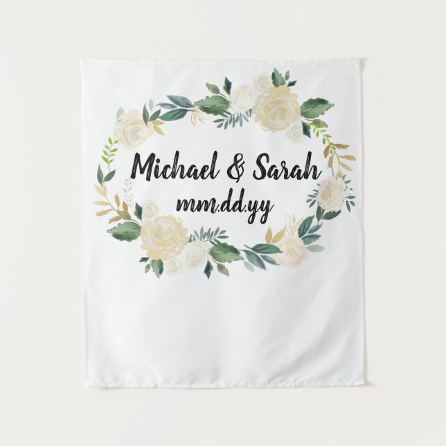 Custom Backdrop Wedding Photo Booth Greenery Prop Tapestry (Front)