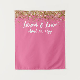 Custom Backdrop Wedding Photo Booth Pink Gold Prop Tapestry
