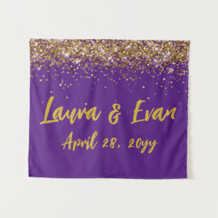 Custom Backdrop Wedding Photo Booth Purple & Gold Tapestry