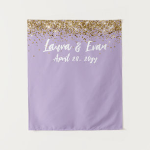 Custom Backdrop Wedding Photo Booth Purple & Gold Tapestry