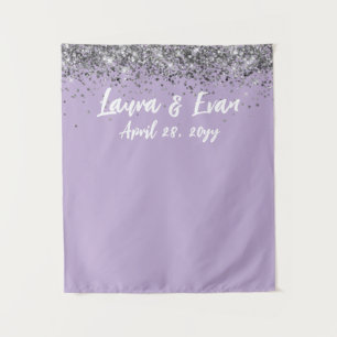 Custom Backdrop Wedding Photo Booth Purple Silver Tapestry