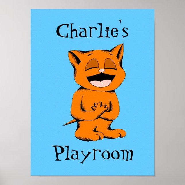 Custom Background and Text Toy Matching Mocha Cat Poster (Front)