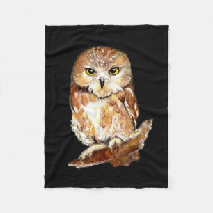 Custom Background Colour Cute Little Owl Art Fleece Blanket