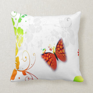 custom background colour floral butterfly pillow