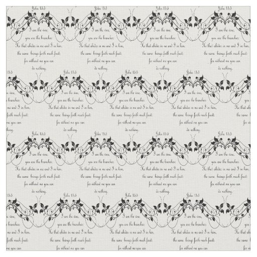 Custom Background Colour I am the Vine Bible Quote Fabric