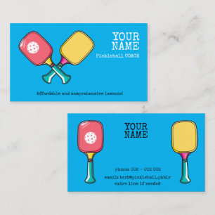 Custom background colour & text Pickleball Business Card