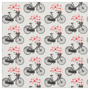 Custom Background Colour Vintage Bike Heart Love Fabric
