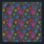 Custom Background Colour w/ Rainbow Colourful Paws Bandana<br><div class="desc">CUSTOM BACKGROUND COLOR. Brightly coloured rainbow paw prints in a decorative repeating pattern. The background colour is customizable and can be changed to any colour or shade.</div>